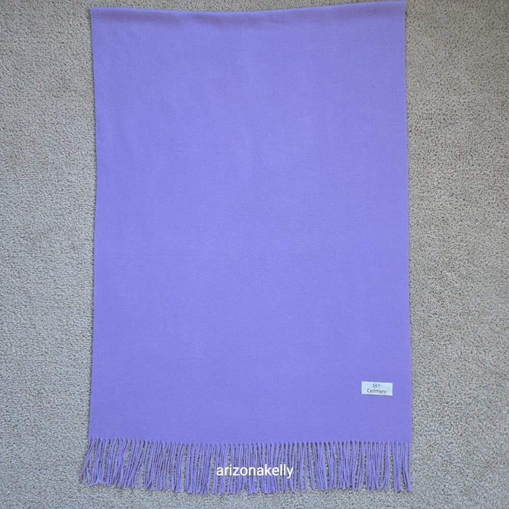 Sky Cashmere Lavender Fringed Scarf - Picture 3 of 13
